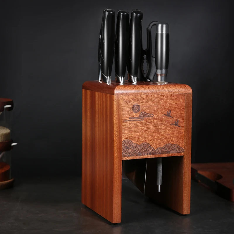 Thickened Wood Chef Kitchen Knife Stand Large Stable Home Knife Block Storage Accessorie Restaurant Bar Knife Holder Organizer