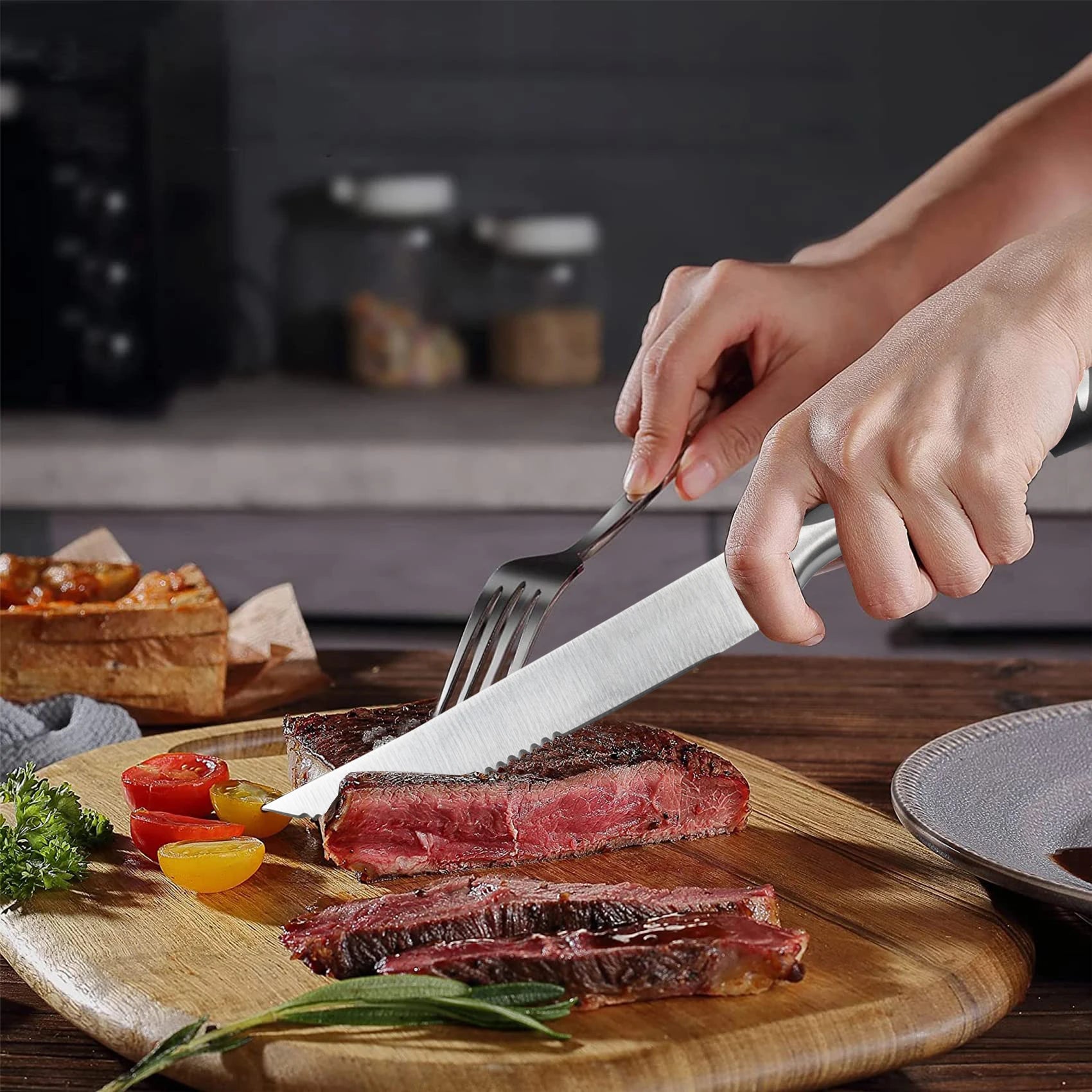 Steak knife Cutlery Kitchen Accessories Tools Table Knife Stainless Steel serrated steak knife Kitchen Knife 4/6/8/ piece set