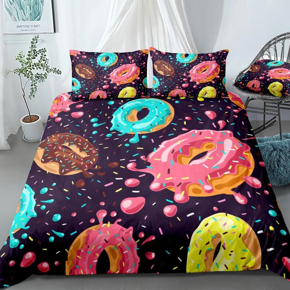 Donuts Duvet Cover Set with 2 Pillowcases - Bedding Set