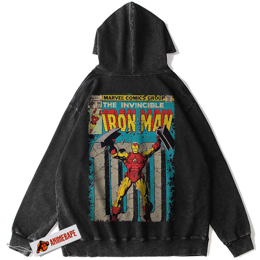 Vintage Iron Man Hoodie, Marvel Comics Graphic Sweatshirt
